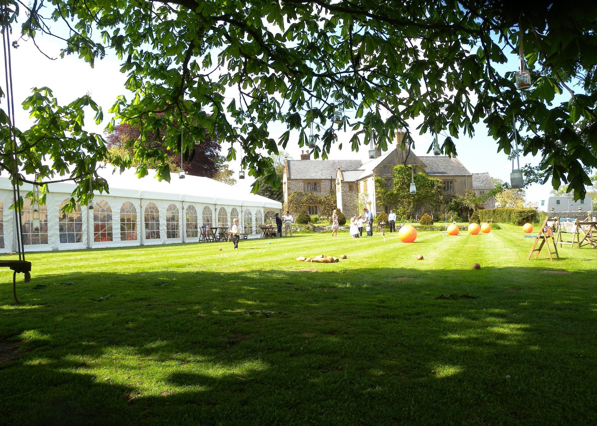 Exterior view of wedding Marquee at Sheafhayne Manor in East Devon